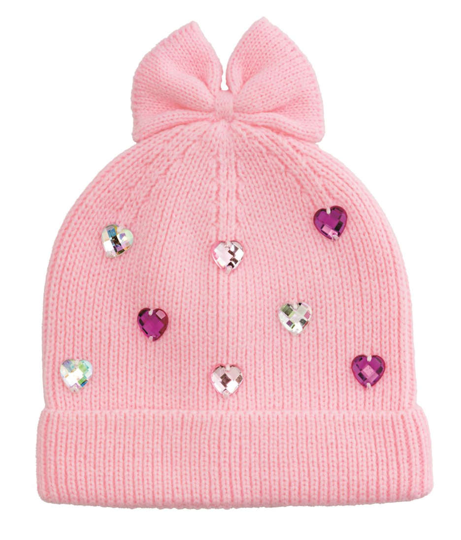 Pink Hearts Rhinestone Beanie