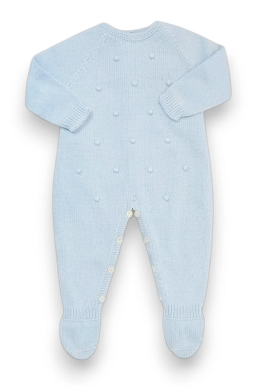 Raised Dot Footed Romper Blue