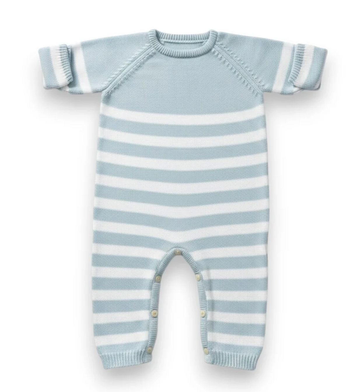 Striped Romper Button Legs Blue