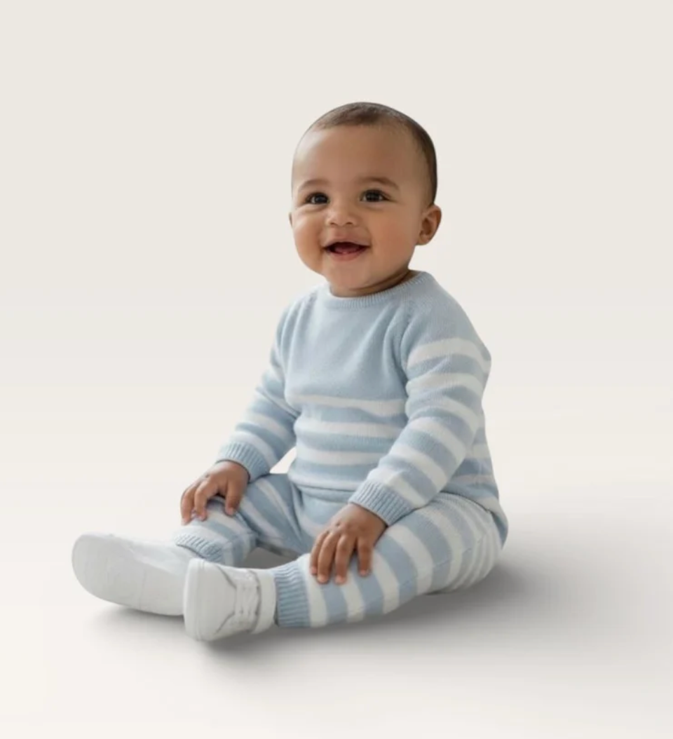 Striped Romper Button Legs Blue