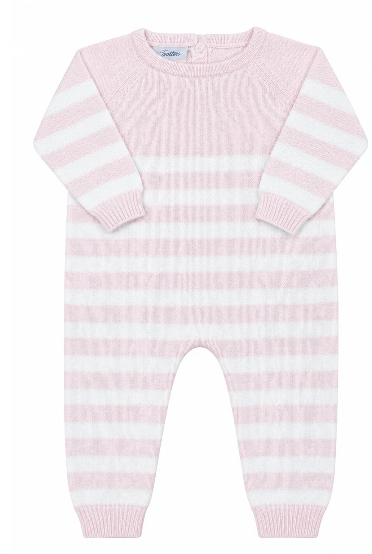 Striped Romper Button Legs Pink
