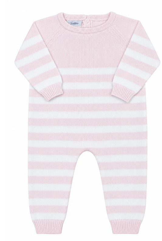 Striped Romper Button Legs Pink