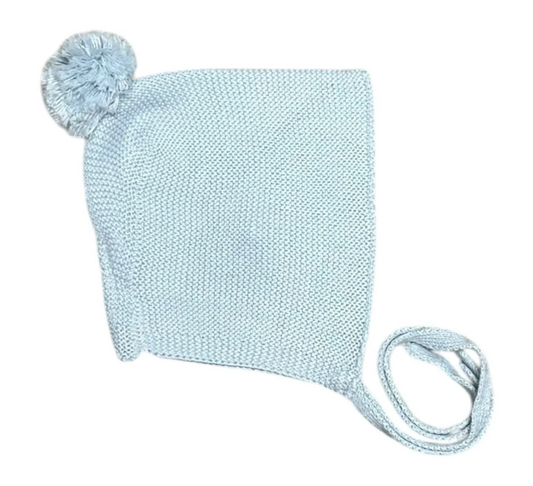 Pom Tie Hat Blue
