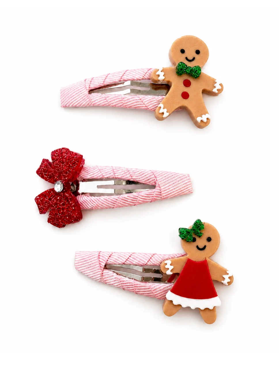 Gingerbread Bow Snap Clips