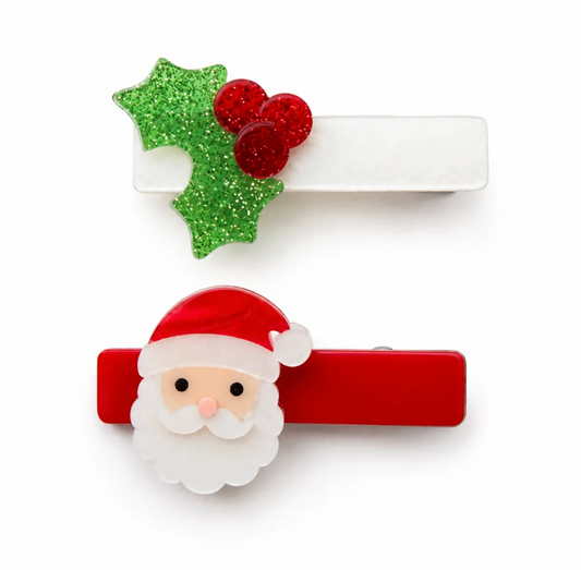 Santa Holly Berry Hair Clips
