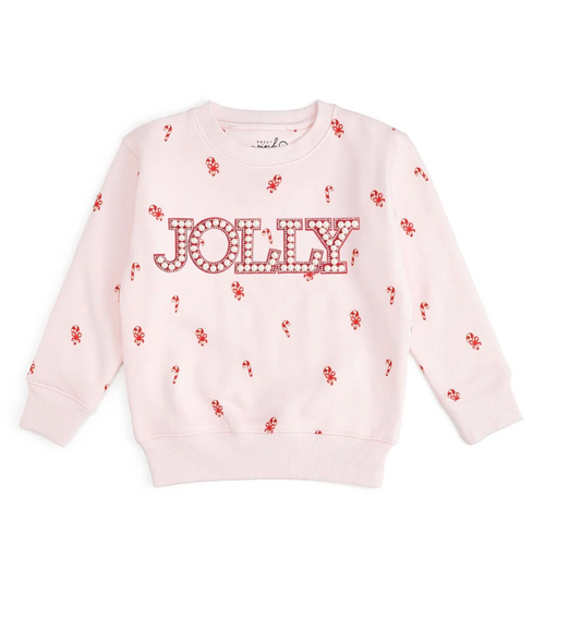 Jolly Pearl Patch Candy Cane Christmas Sweatshirt