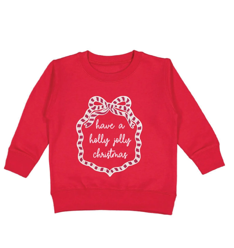 Holly Jolly Christmas Sequin Bow Patch Sweatshirt