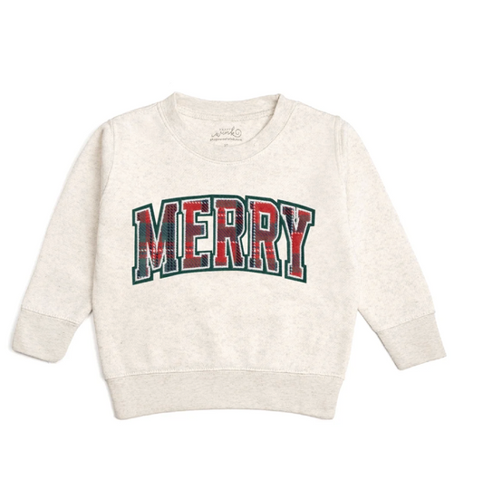 Merry Tartan Patch Christmas Sweatshirt