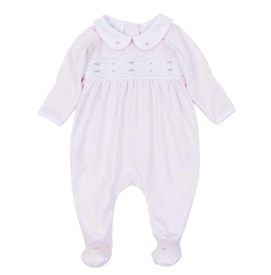 Anna Smocked Footie- Pink