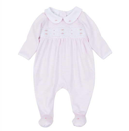 Anna Smocked Footie- Pink