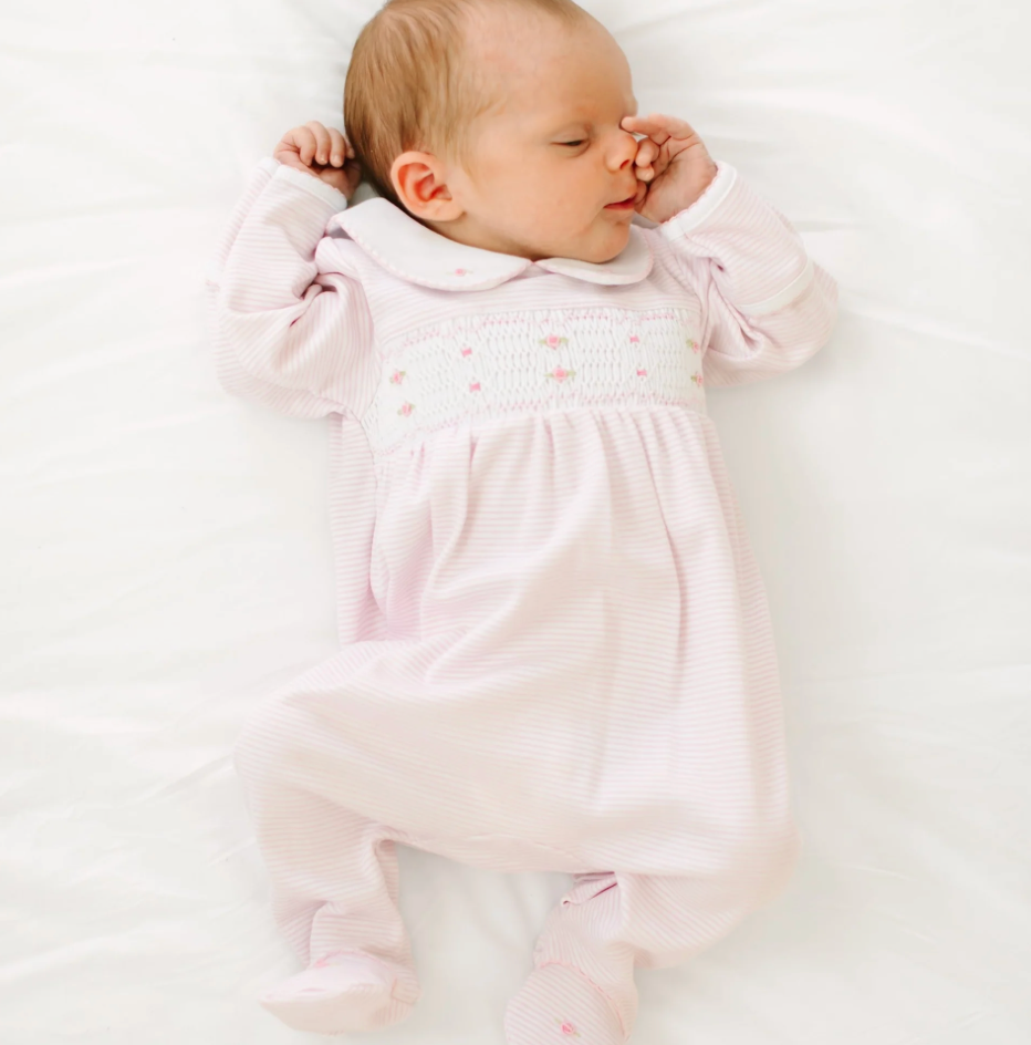 Anna Smocked Footie- Pink