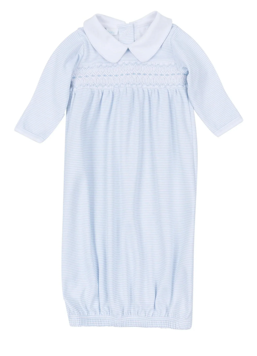 Benjamin Smocked Gown- Light Blue