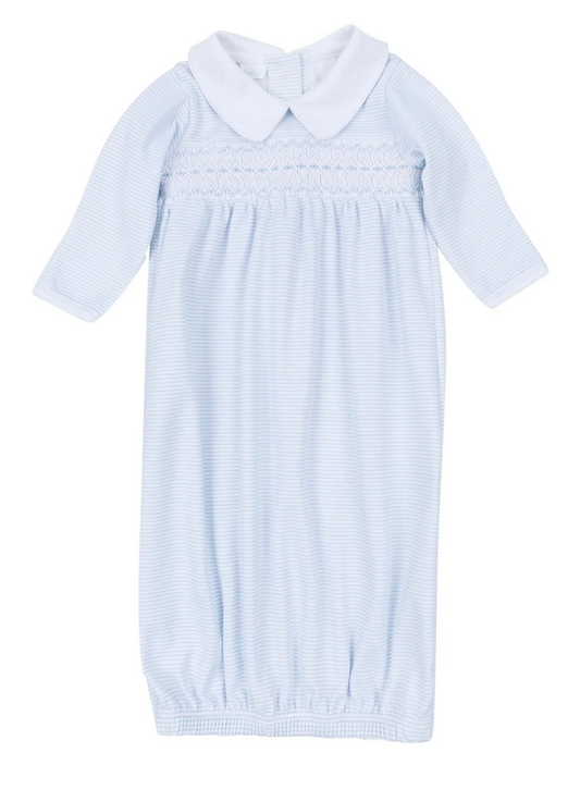 Benjamin Smocked Gown- Light Blue