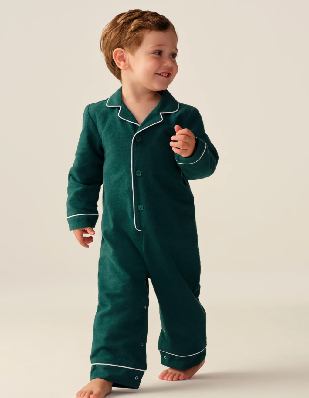 Baby's Flannel Classic Romper in Hunter Green