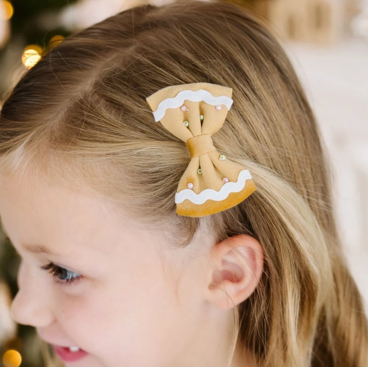 Gingerbread Velvet Bow Clip Set
