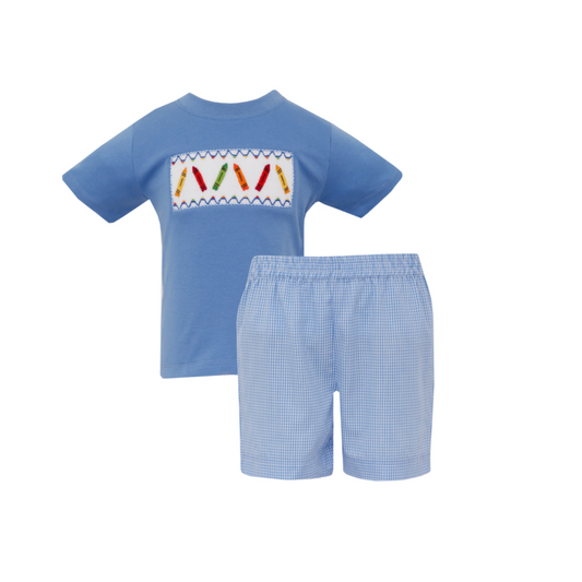 Boys Smocked Crayons Short Set