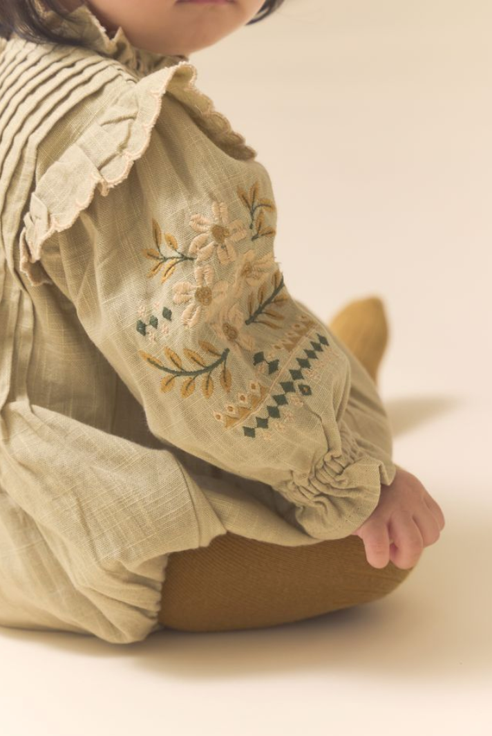 Little Marie Romper in Faded Moss