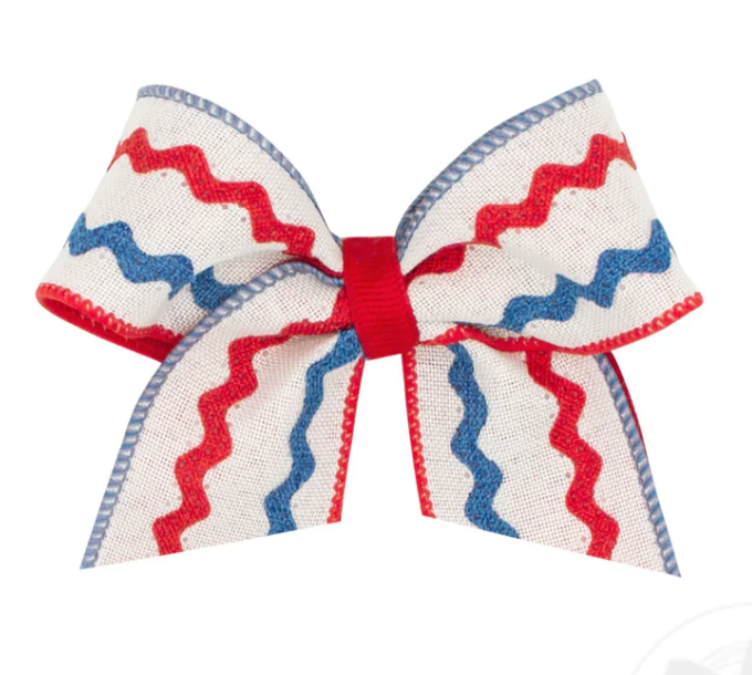 Patriotic Linen Ric-Rac Bow