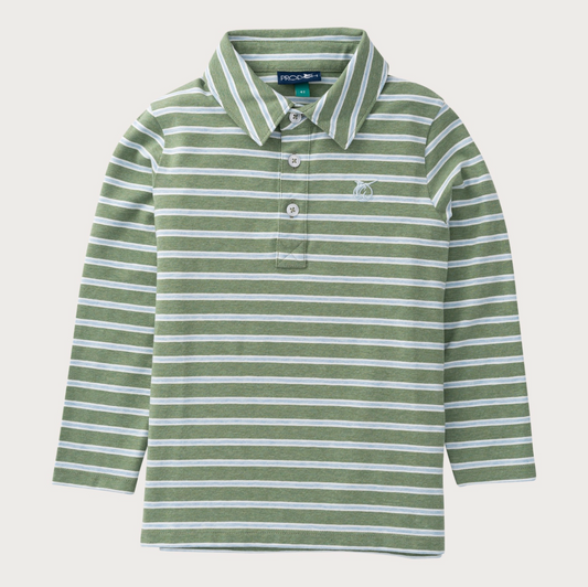 Too Cool for School Long Sleeve Polo Hedge Cashmere Blue Stripe