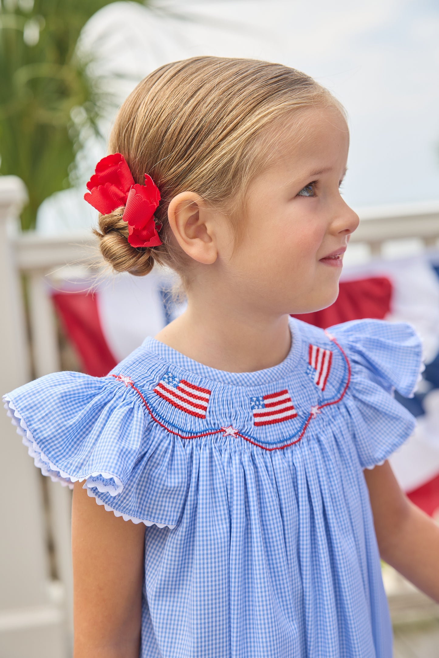Flags Smocked Bishop Dress