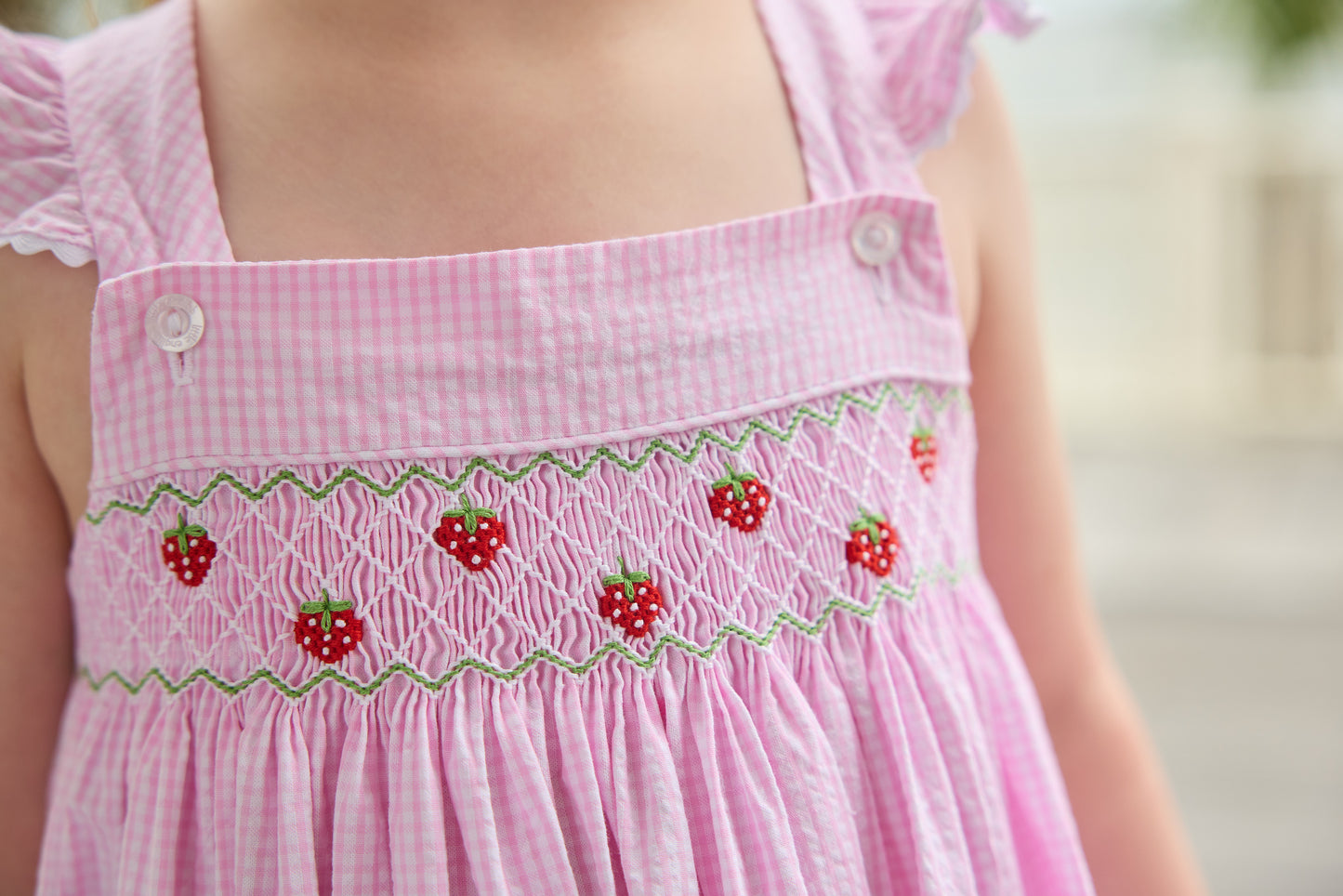 Strawberries Smocked Lizzie D Dress