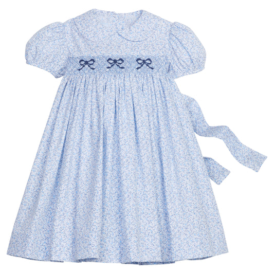 Smocked Peter Pan Dress Blue Vinings