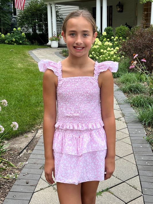 Pink Floral Smocked Top