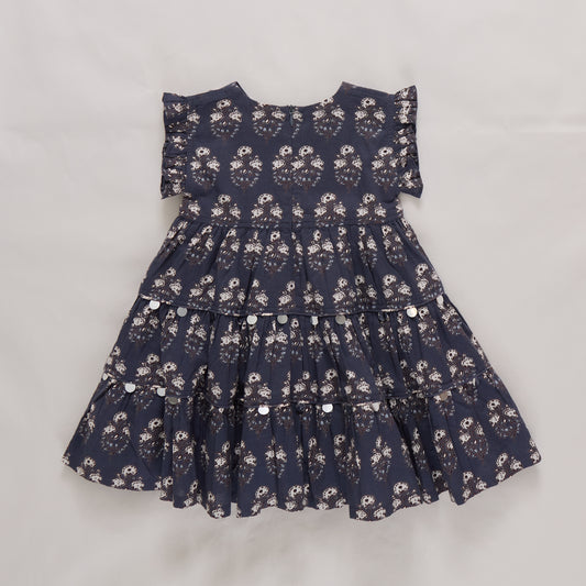 Peachy Dress Navy Strawflower