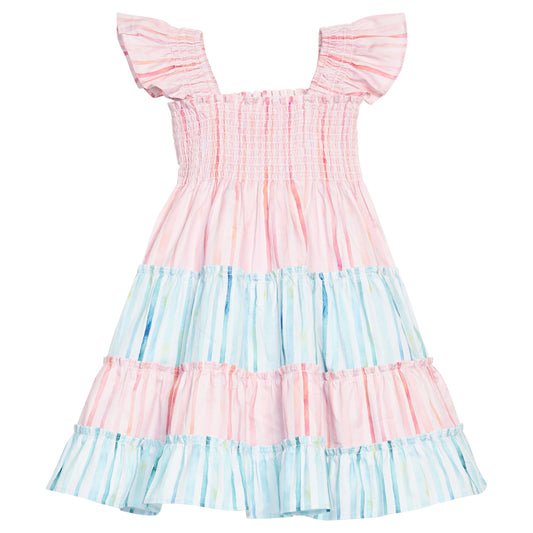 Watercolor Multi Stripe Twirl Dress