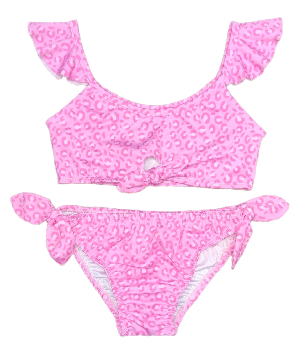 Pink Cheetah Knot Two Piece Swim