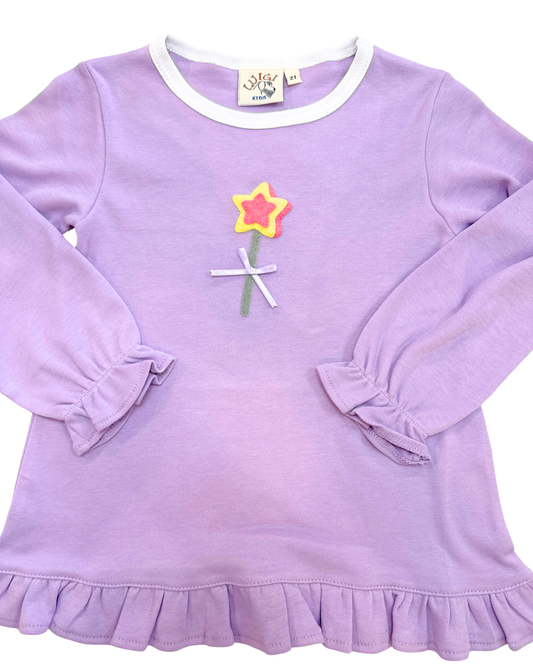 Ruffled Swing Top- Heart Wand