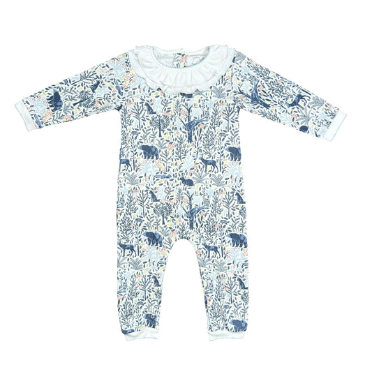 Woodland Animals Girls Footless Ruffle Playsuit