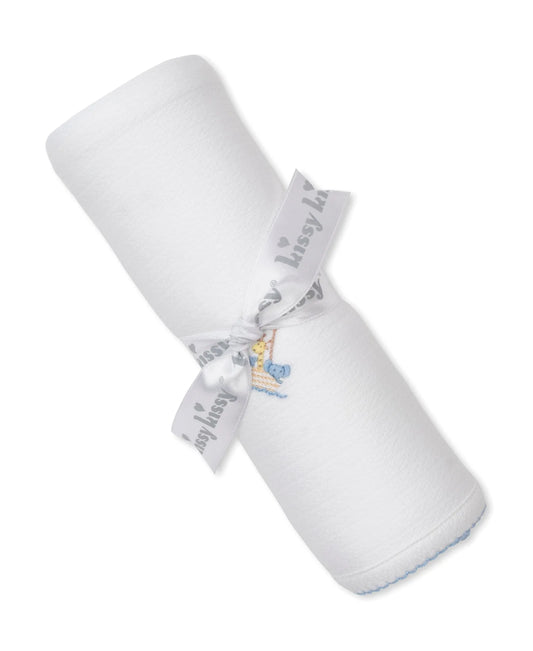 Premier Noah's Blanket with Hand Embroidery White/Blue