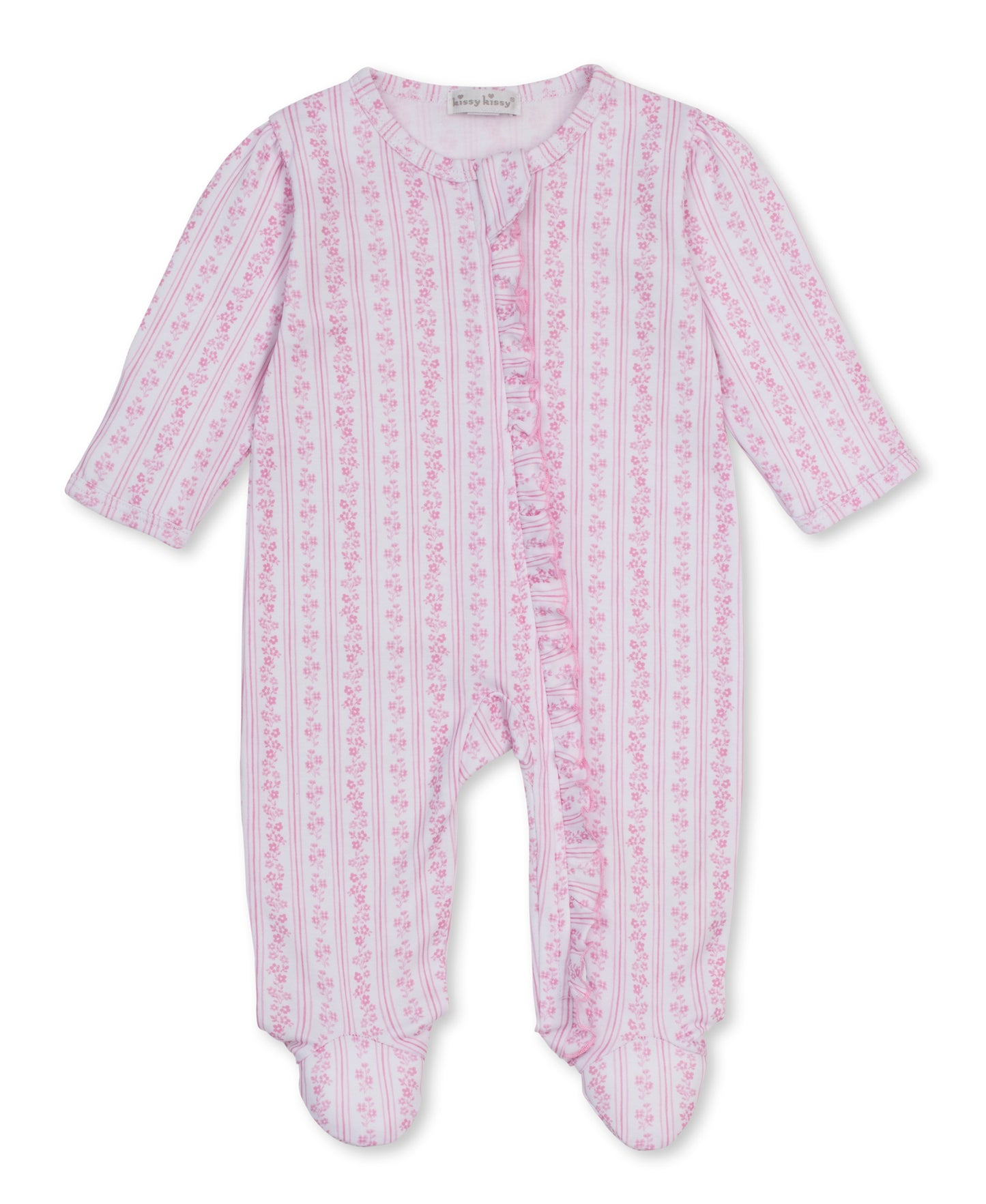Watercolor Foral Stripes Footie with Zipper