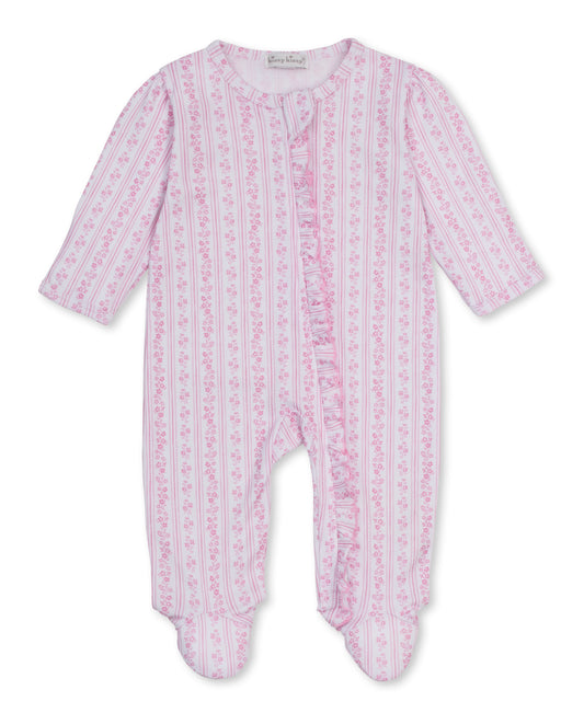 Watercolor Foral Stripes Footie with Zipper