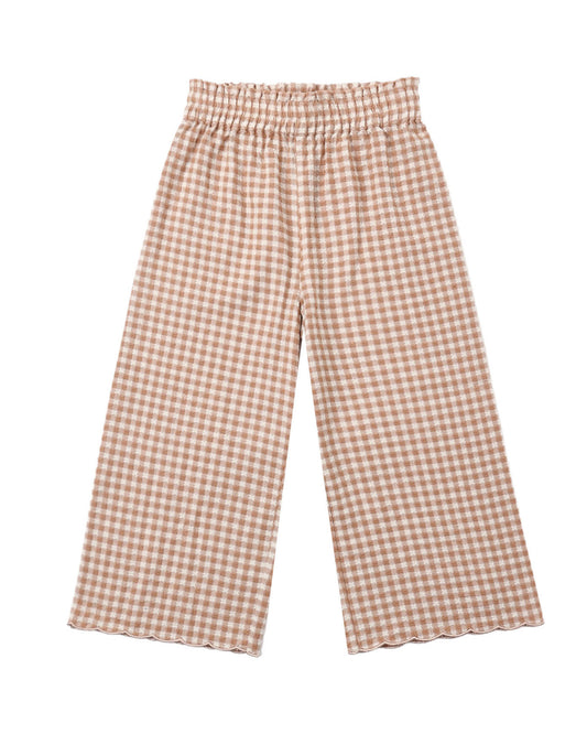 Wide Leg Pant Fawn Gingham