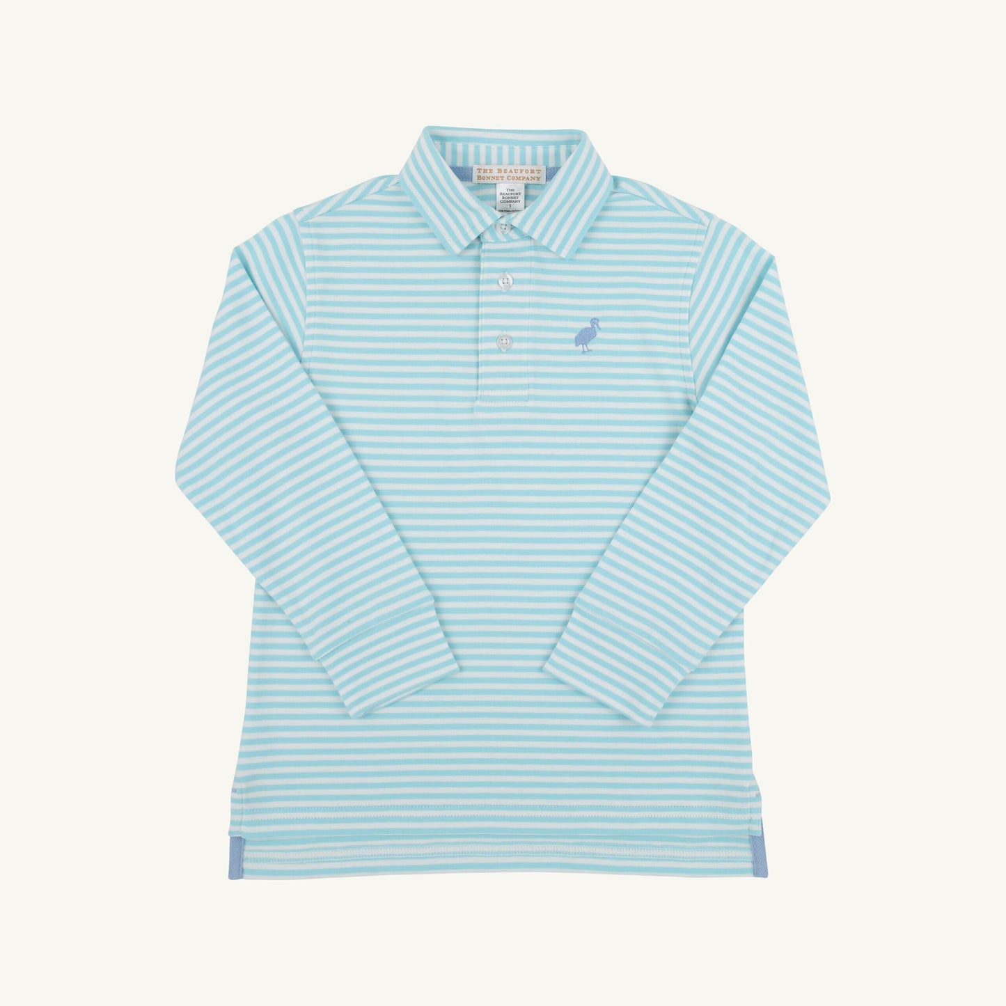 Prim and Proper Polo LS-Pima Belhaven Blue Stripe/Barrington Blue