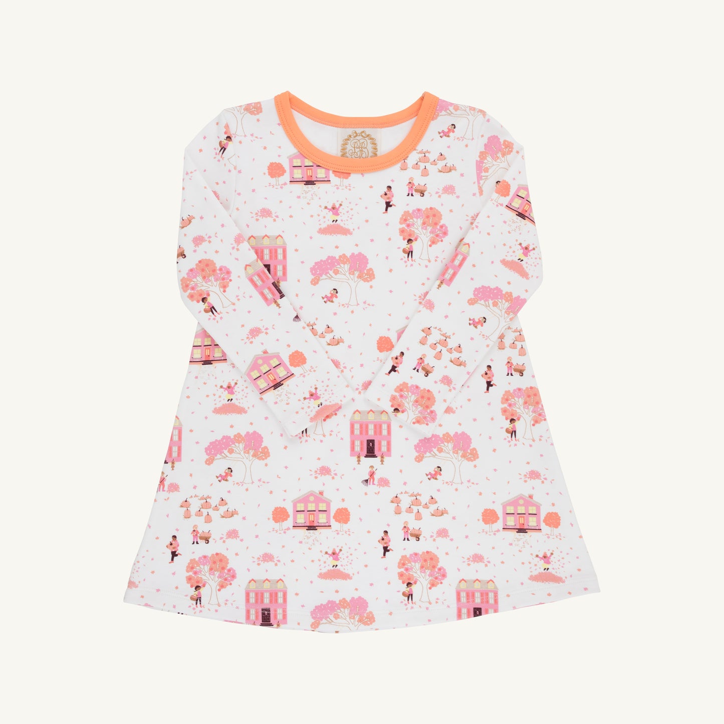 Long Sleeve Polly Play Dress - Heavy Weight Fall on Fincastle Rd/Seashore Sherbet