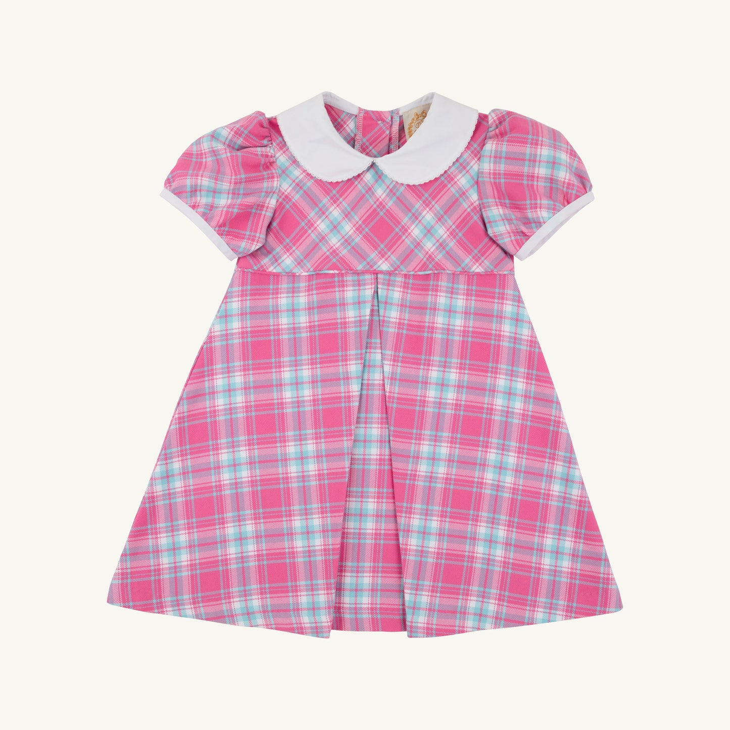 Princess Pleat Dress Brenton Point Plaid/Worth Ave White