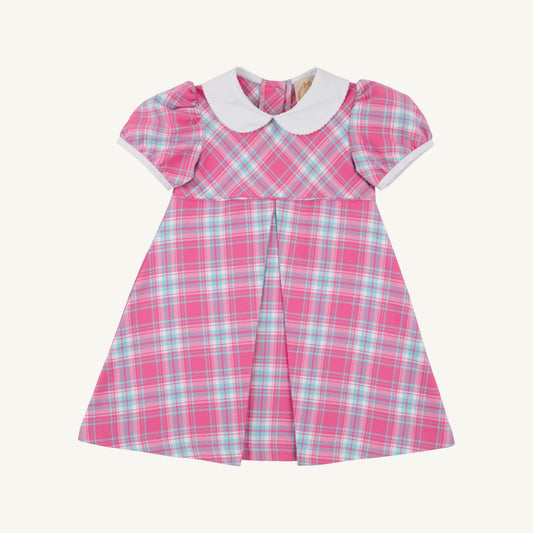 Princess Pleat Dress Brenton Point Plaid/Worth Ave White