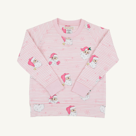 Cassidy Comfy Crewneck Dear Santa Palm Beach Pink Stripe