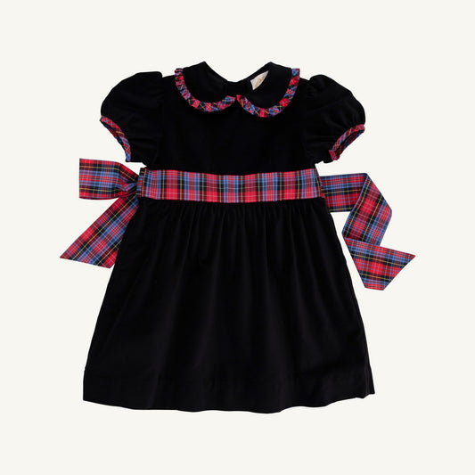 Cindy Lou Sash Dress - Velveteen Newport Night/Bucktown Tartan