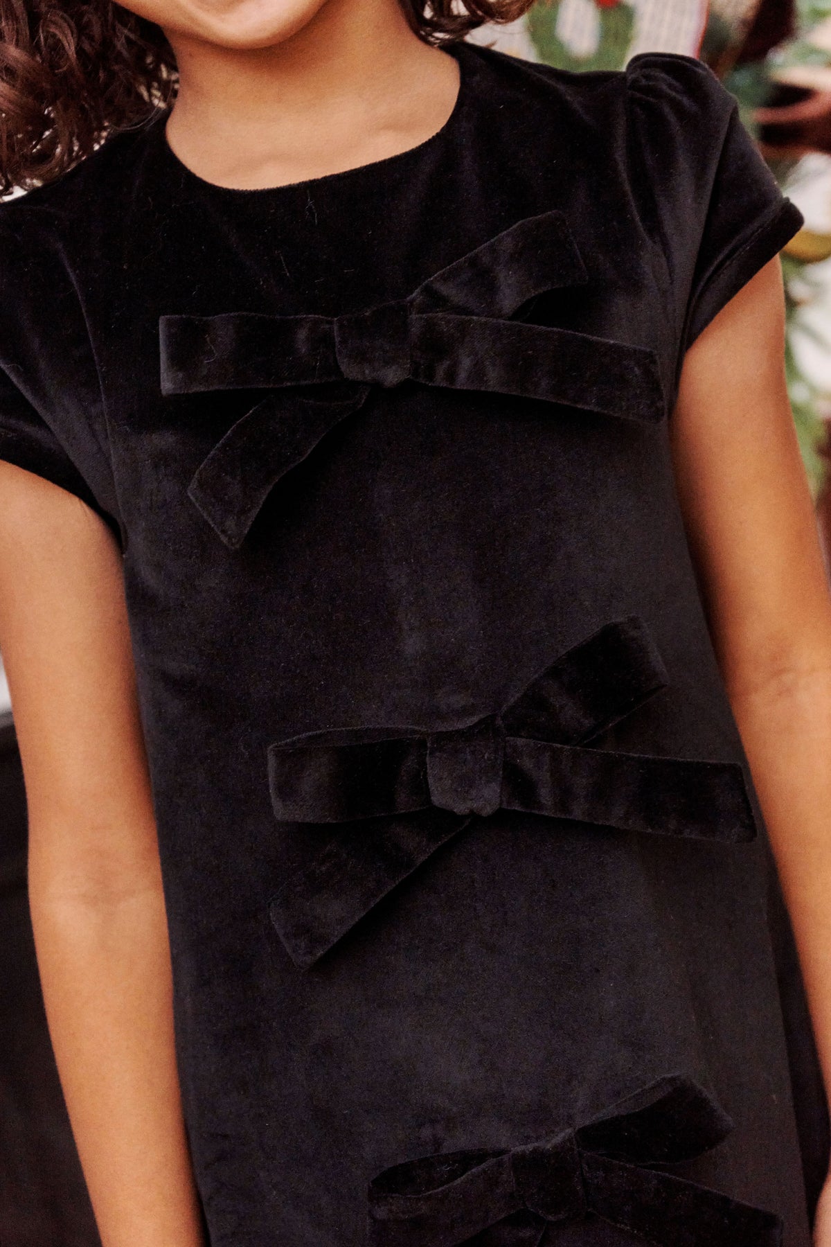 Betts Bow Dress - Velveteen Newport Night