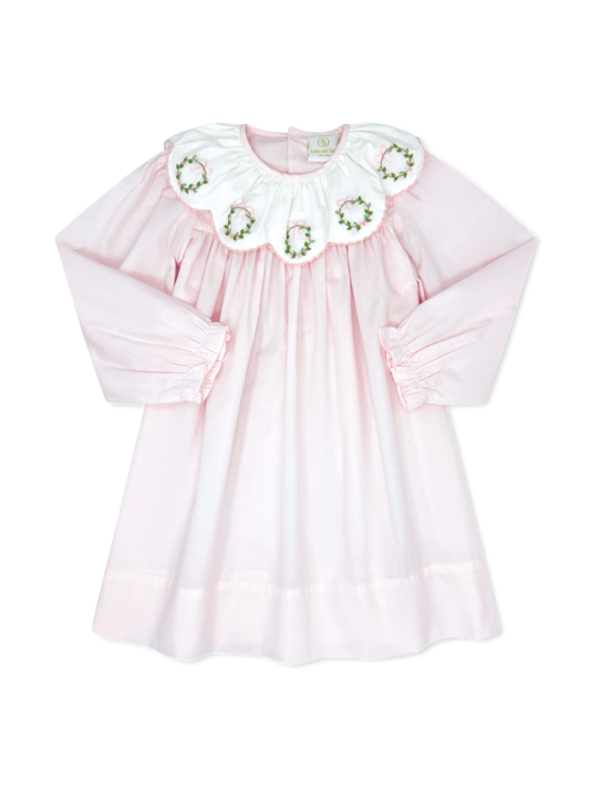 Chloe Dress- Blessings Pink Batiste, Wreaths
