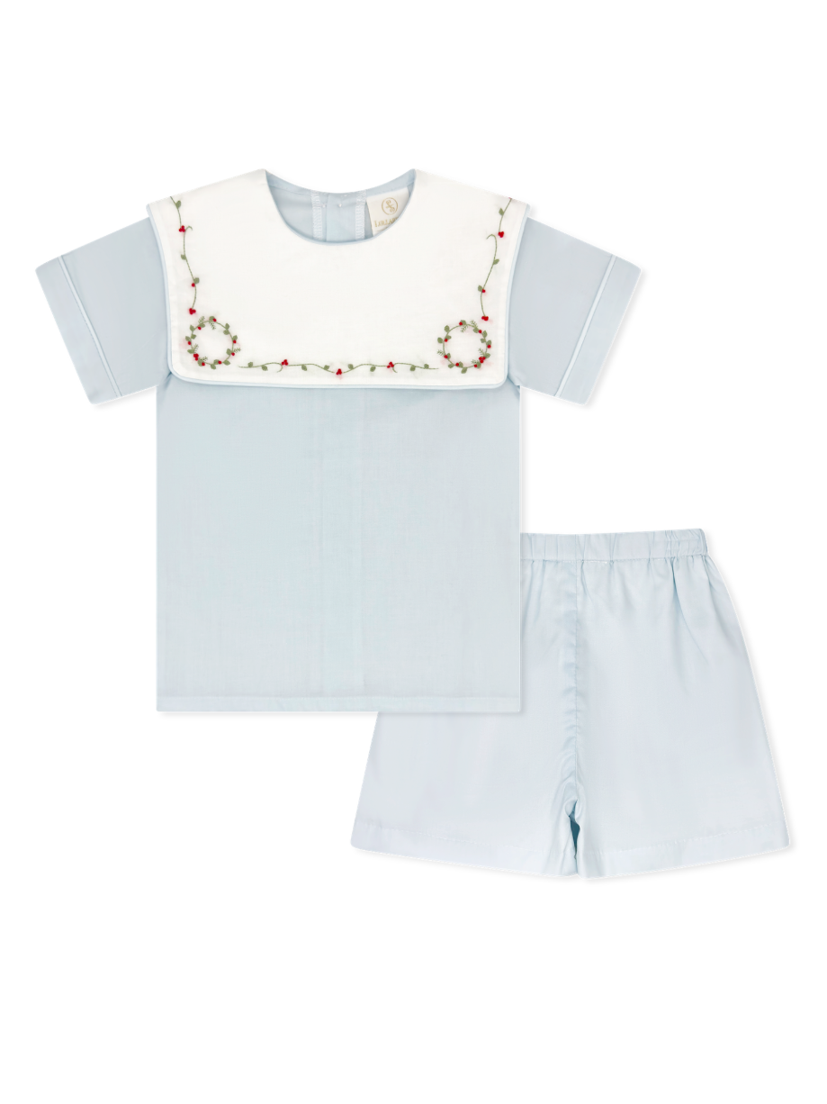 Christian Short Set- Blessings Blue Batiste, Holly