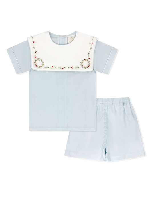 Christian Short Set- Blessings Blue Batiste, Holly