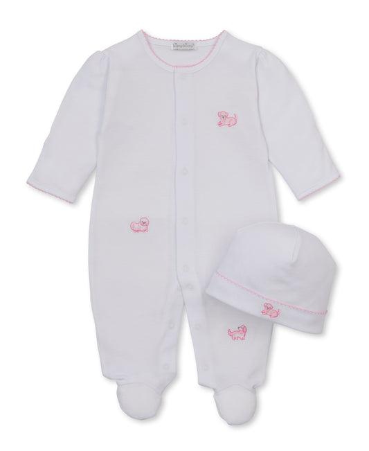 Puppy Paws Footie Hat Set Pink