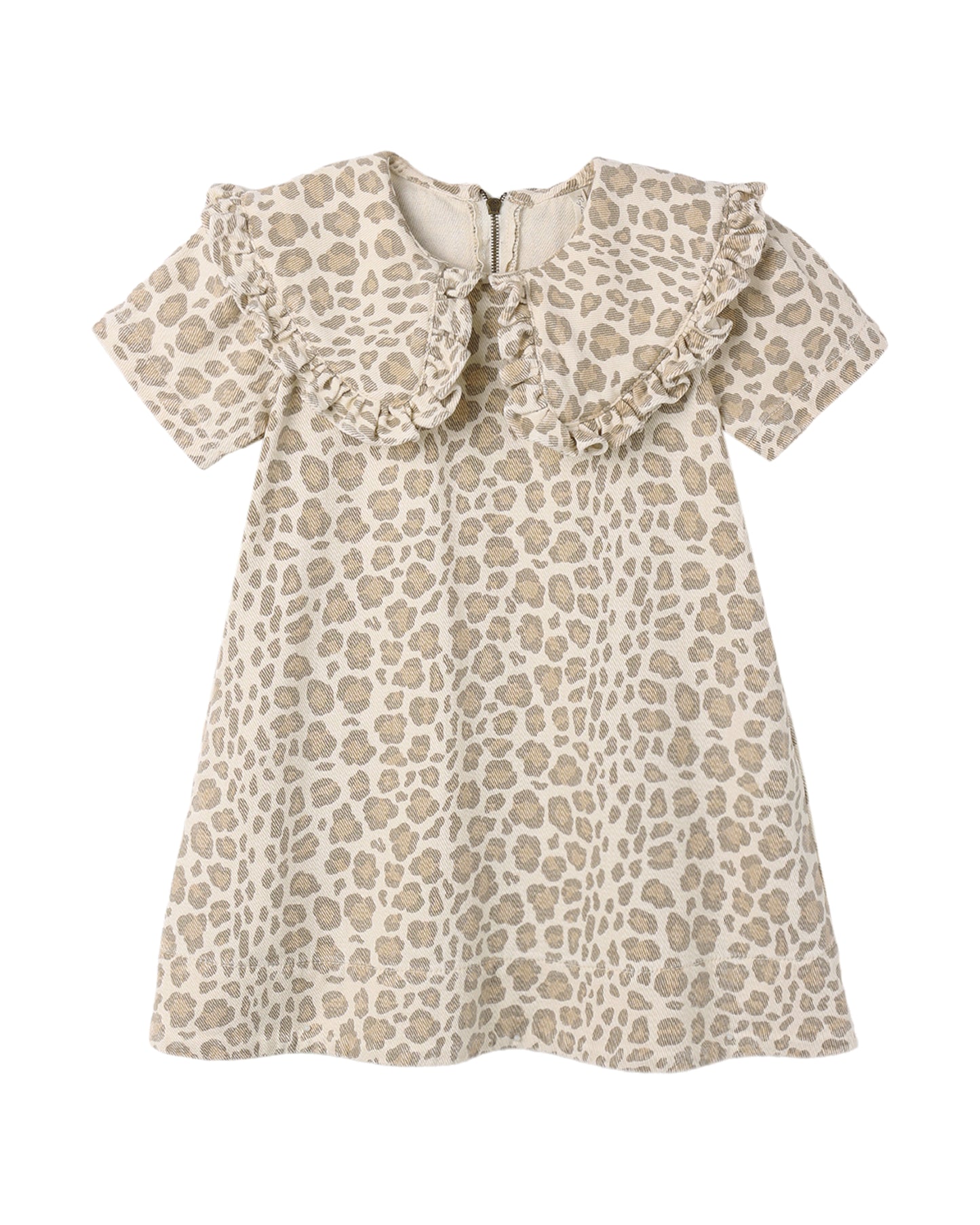 Collared Denim Mini Dress Leopard