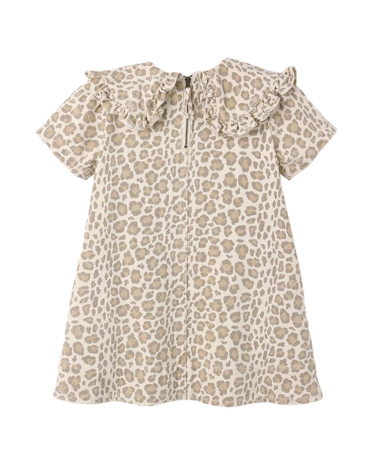 Collared Denim Mini Dress Leopard