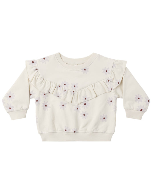 Ruffle Fleece Sweatshirt Blue Daisy